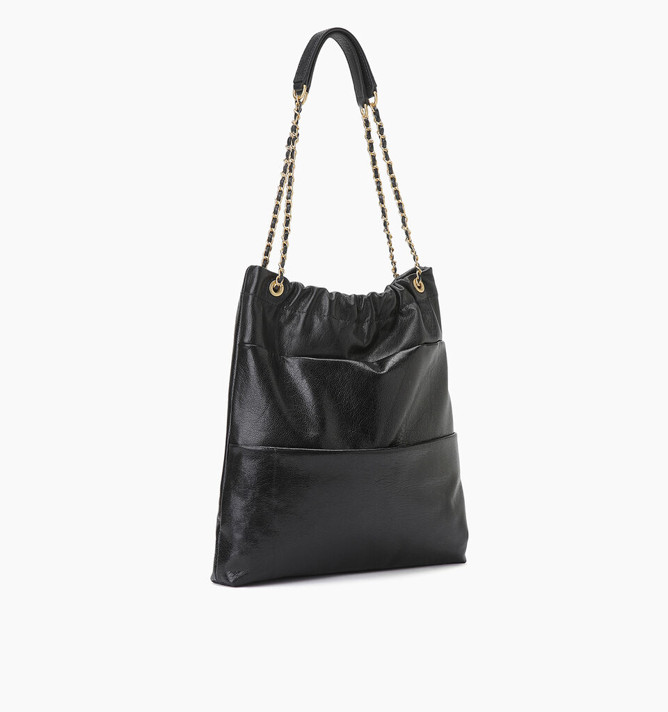 Black leather bag with gold chain - null - Black | Sisley K image number 2